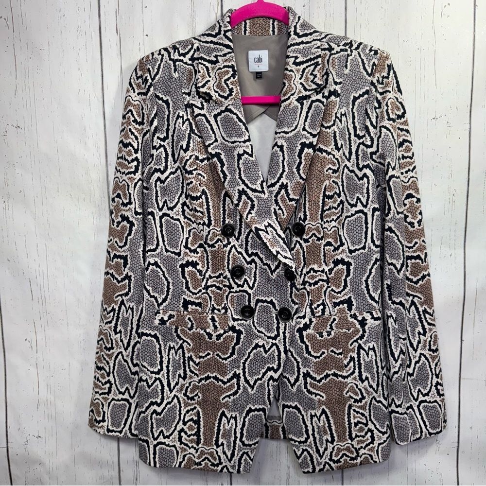 CAbi Snakeskin Print Double Breasted Blazer Jacket 8 Workwear Office Business